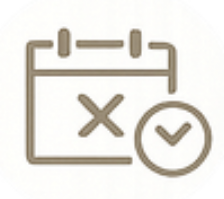 Calendar icon with an X mark and a checkmark