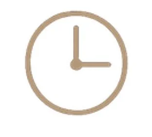 Simple beige clock showing 3:00.