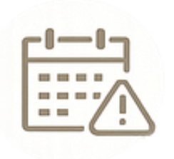 Calendar with an exclamation mark warning symbol