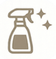 Cleaning spray bottle with sparkles