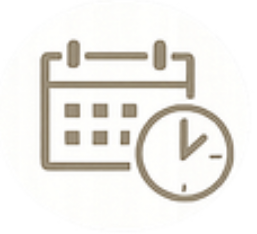 Calendar with a clock icon indicating scheduling or time management