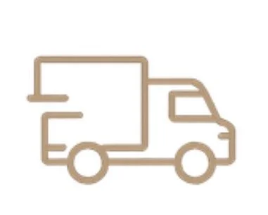Simplified illustration of a delivery truck in brown outline.