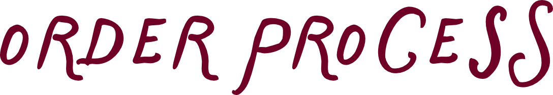 Close-up of stylized text that says "Order Process" in dark purple on a white background.