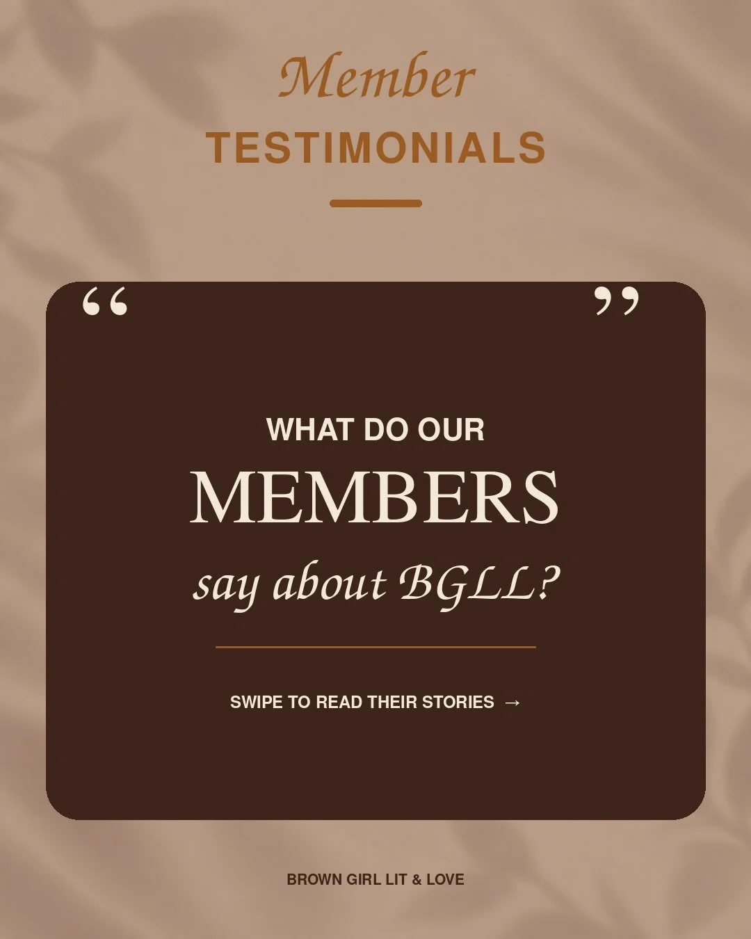 POV: you joined for the books and found your people. 🤎📖

The reviews are in&mdash;and our members said it best. Swipe to hear what Bria, Lauren, Zina, and Taylor have to say about BGLL.

Membership opens back up in January 2027. ✨

www.bgllbookclub