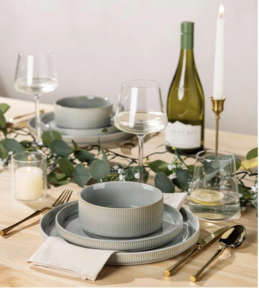 A stylish dinner table setup for our upper keys vacation rental home.