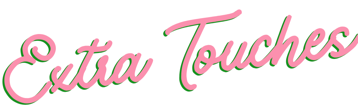 Text reading 'Etsy Touches' in pink cursive font with green outline.