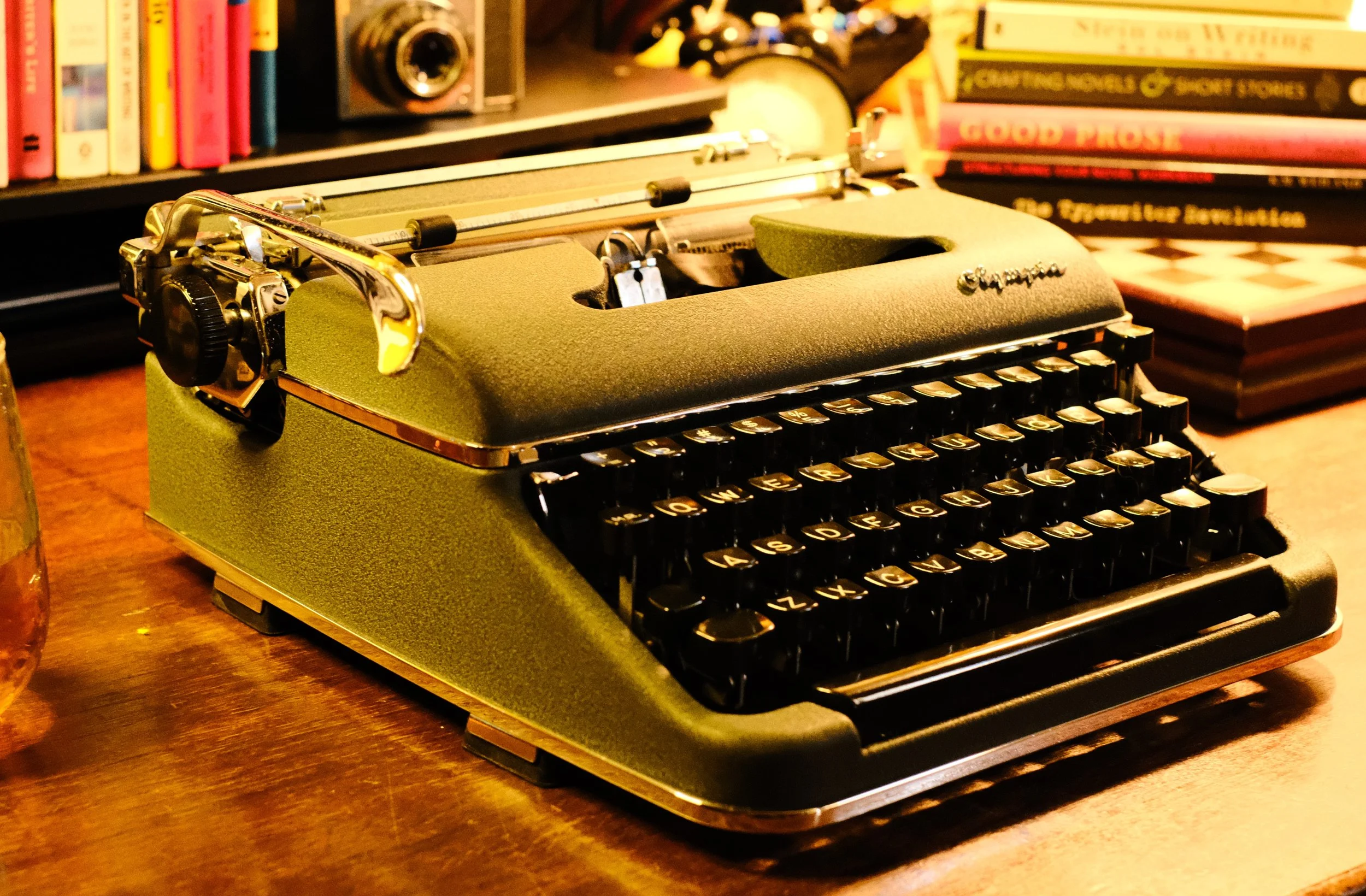 1958 Olympia SM3 with its textured forest green finish, its typing feel is unmatched.