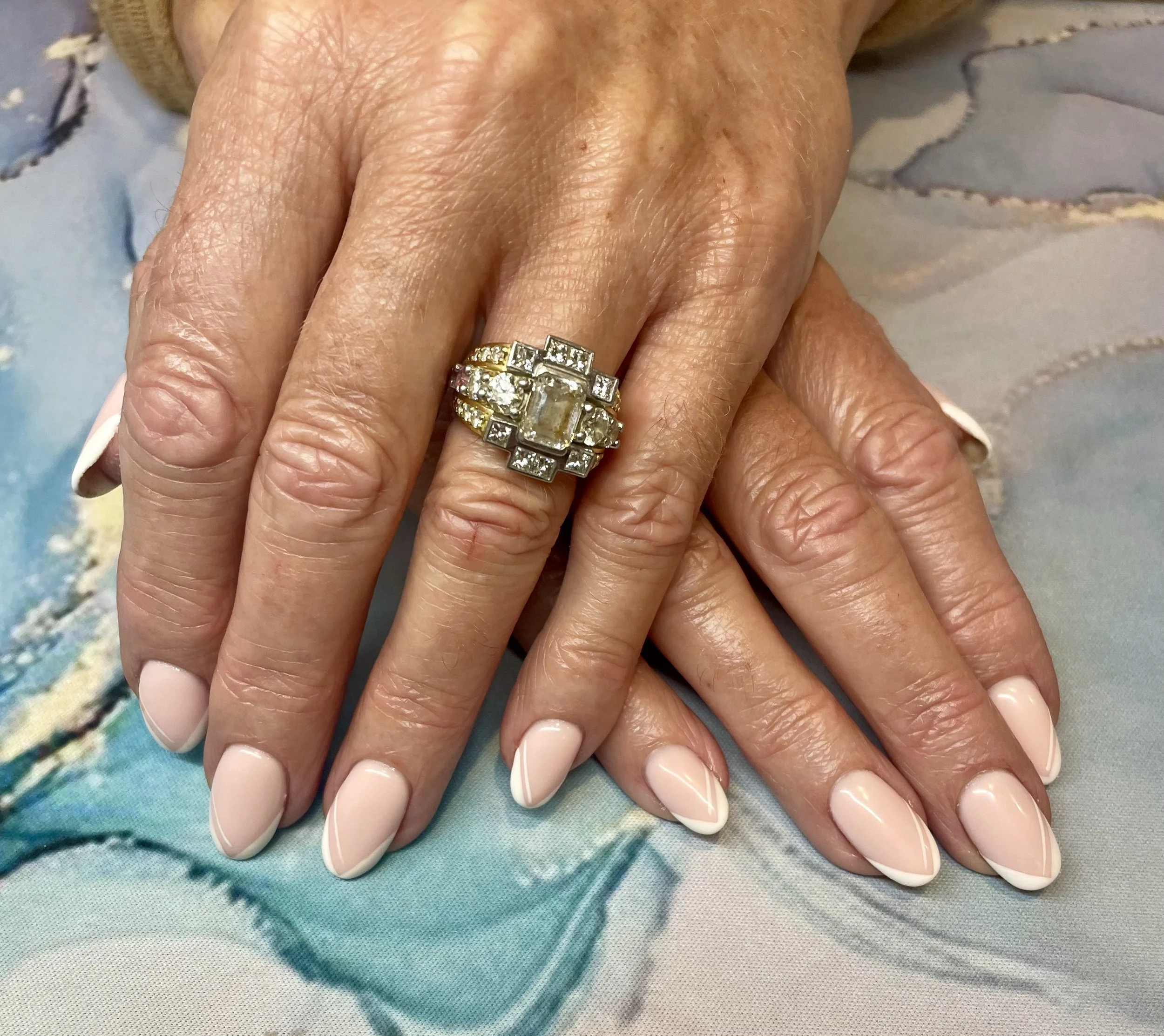 Modern French Tips over Sculpted BIAB