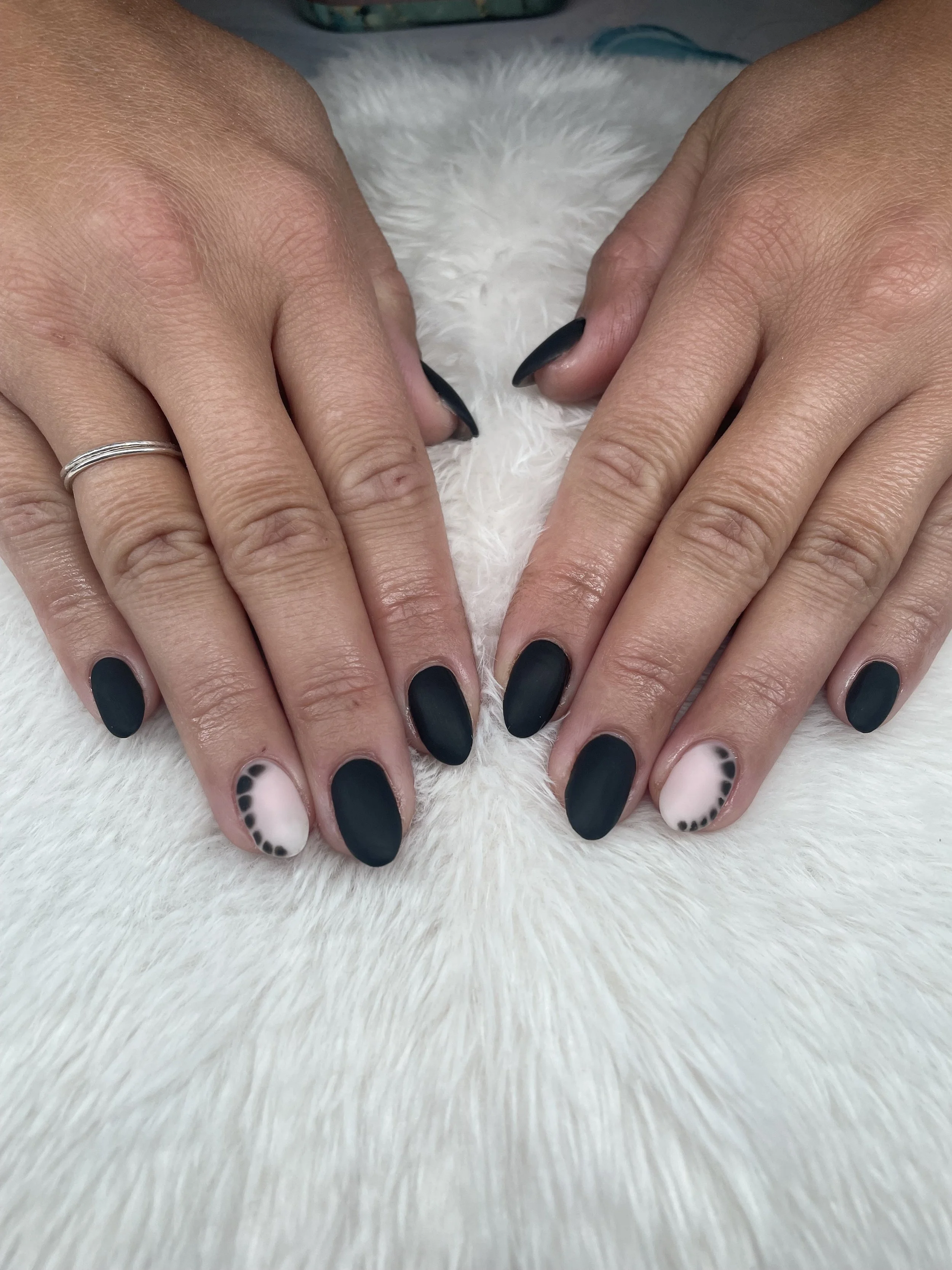 Matte Black with Blooming Gel Art