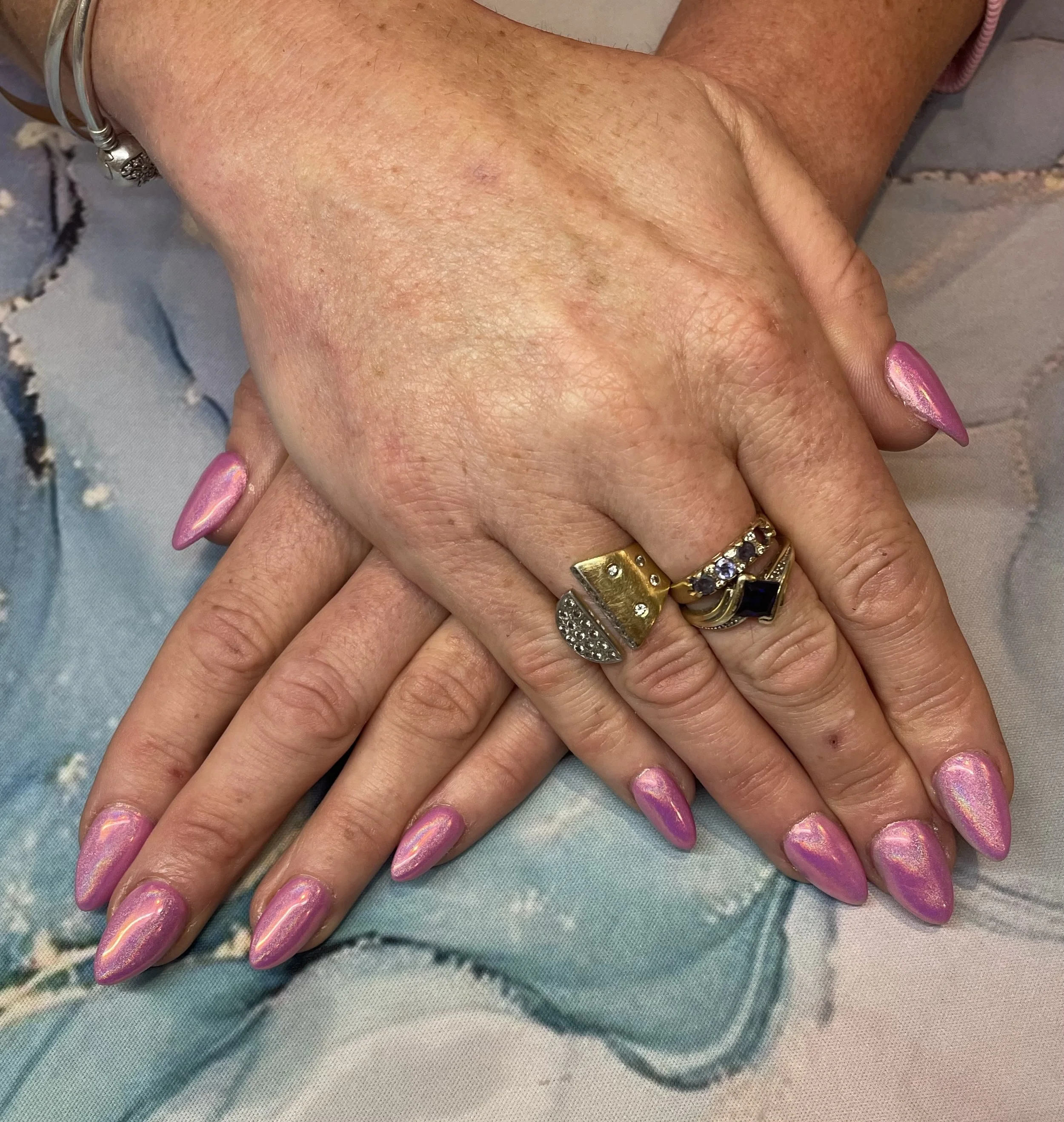 Prism Chrome over Barbie on Sculpted BIAB