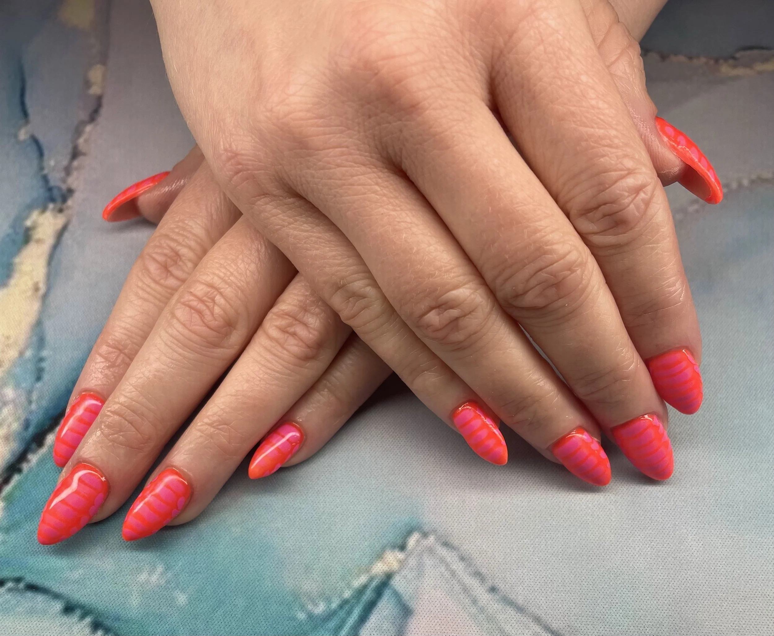 Mimosa with Barbie Blooming Gel Effect over BIAB
