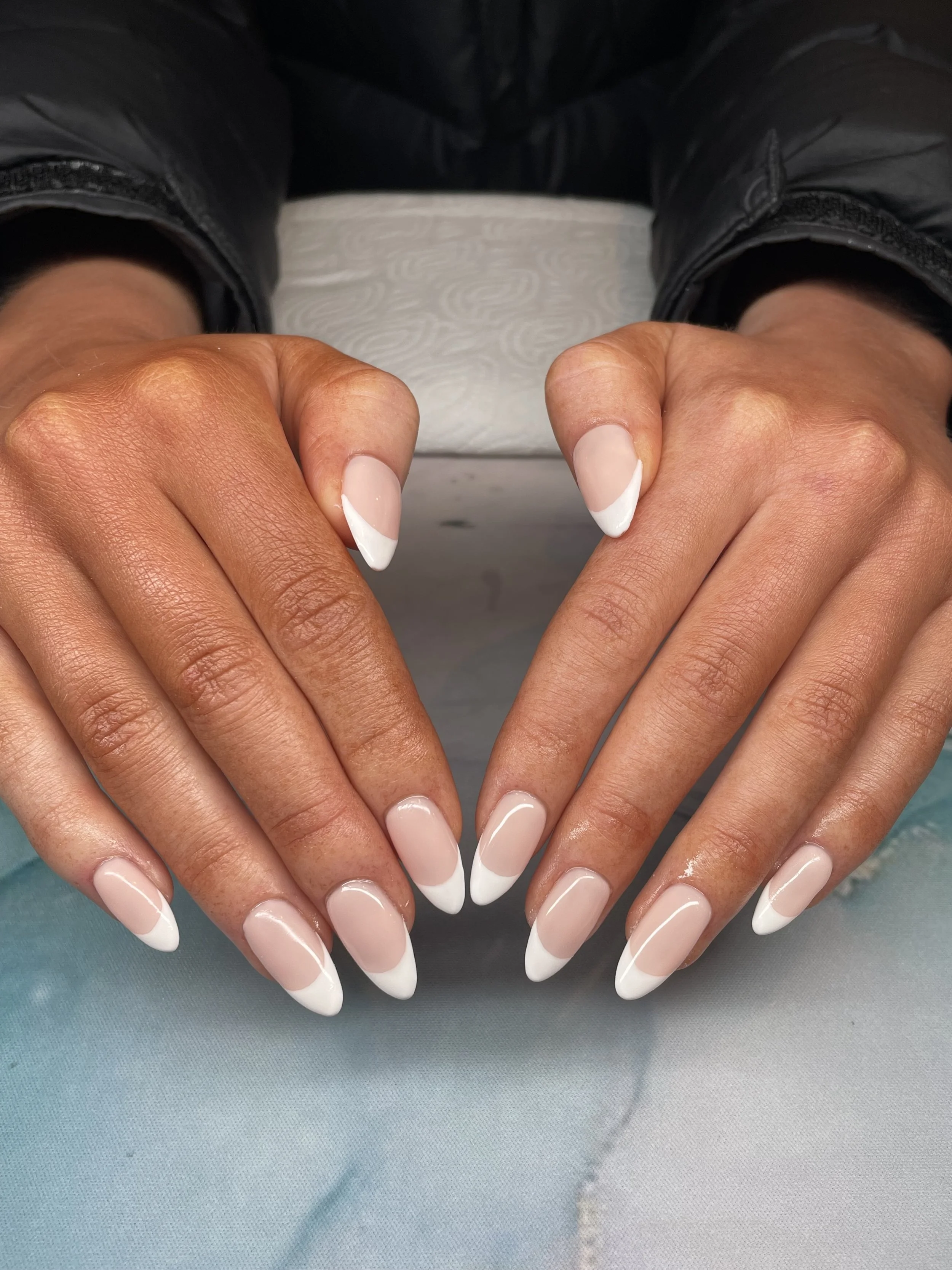 Classic French over AcrylGel Extensions