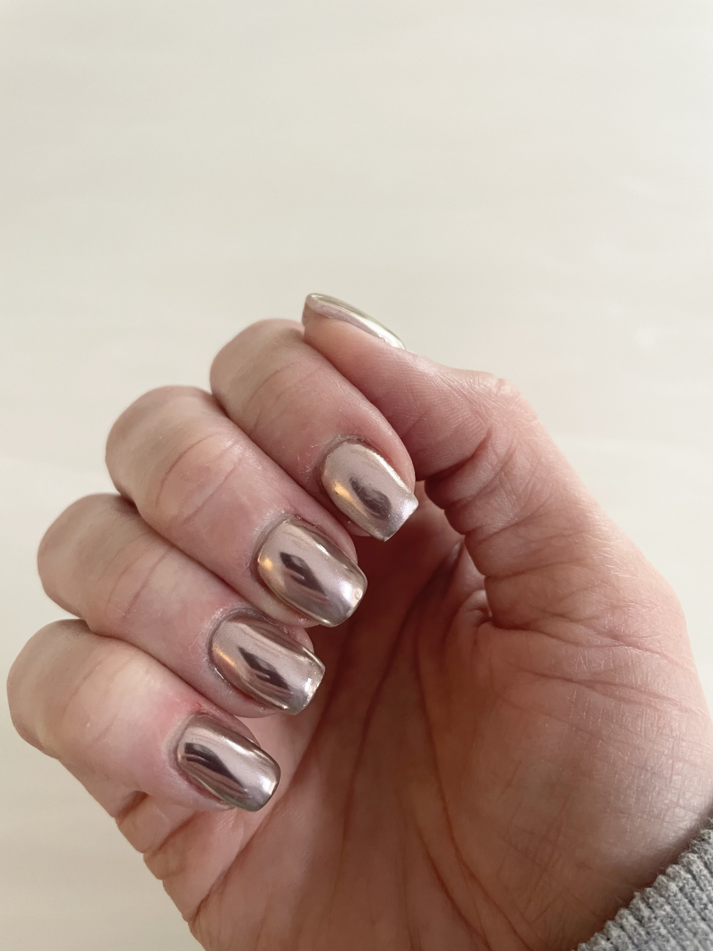 Rose Gold Chrome over BIAB