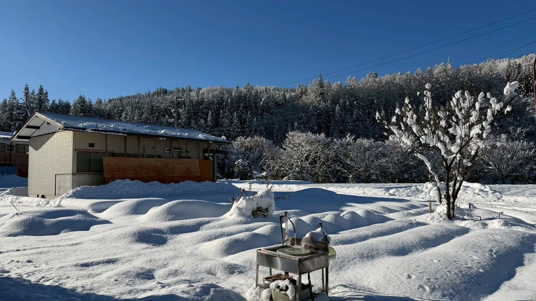 岐阜県荘川町にある古民家と雪景色