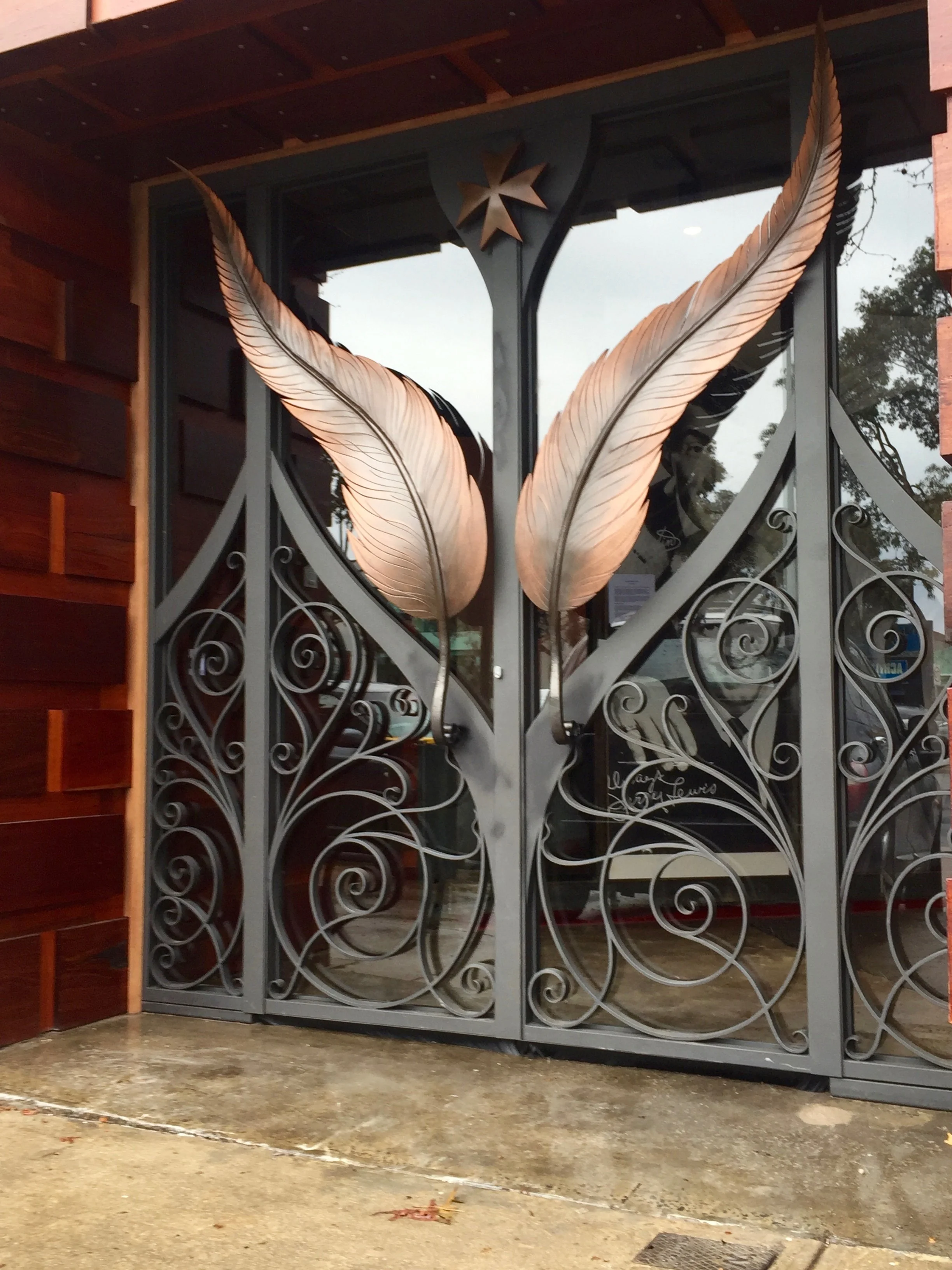 gate gates door cross feather sculptural decorative copper paint side panel glass handle 00004 copy.jpg
