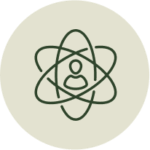 Icon of an atom with a nucleus and orbiting electrons