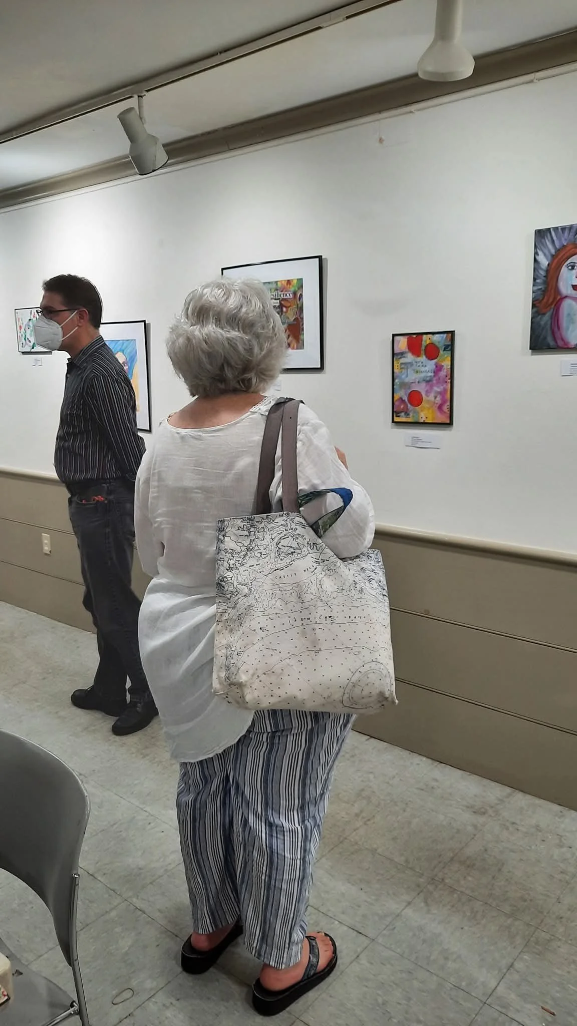 Vistors Exploring my Beauty from Ashes Art Exhibition at the Cutter Gallery in Arlington, MA