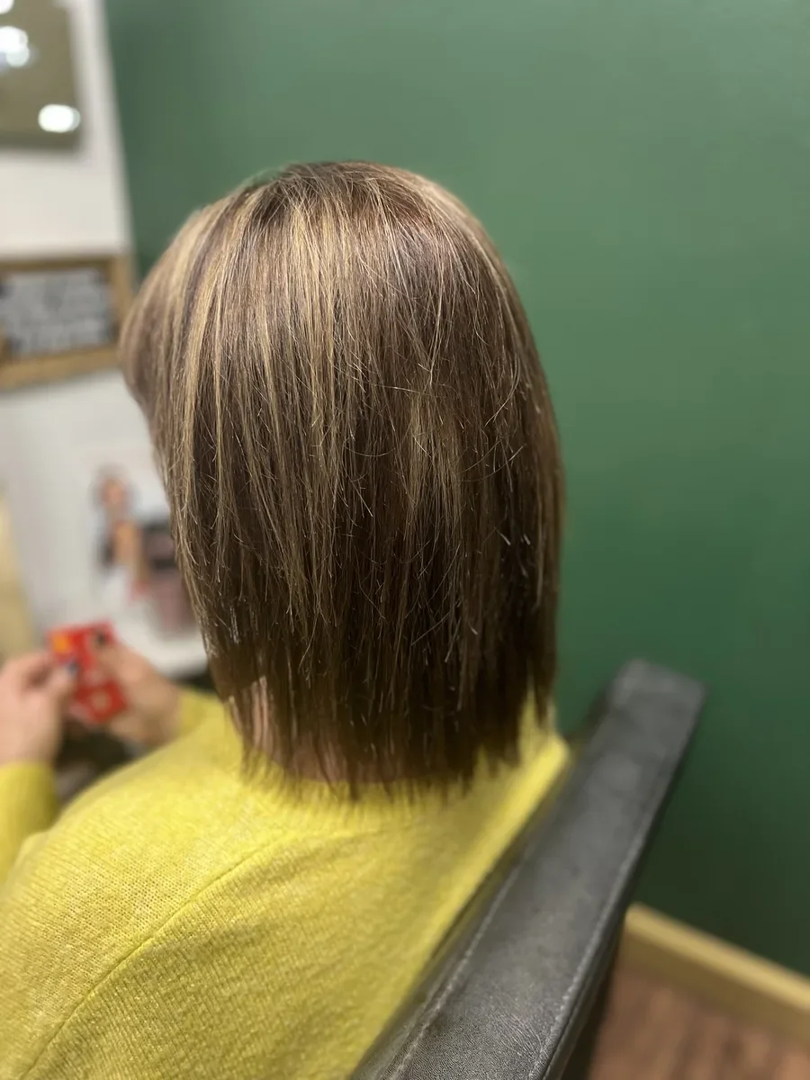 Short bronde bob by The Hair Court in Bryan-College Station, TX.