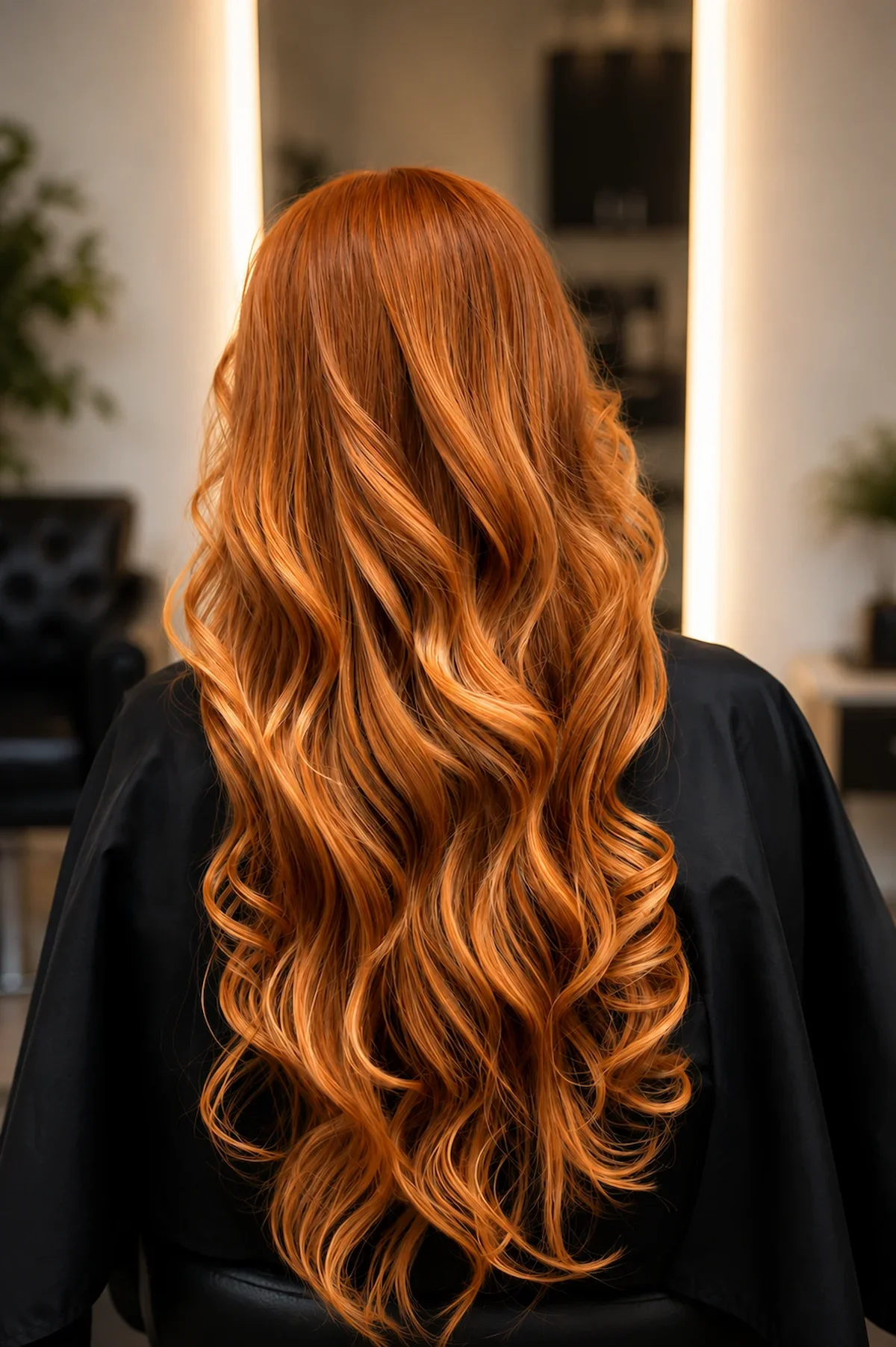 Luxury copper hair extensions with seamless length, volume, and natural movement by The Hair Court Salon & Extension Boutique in Bryan–College Station, Texas.