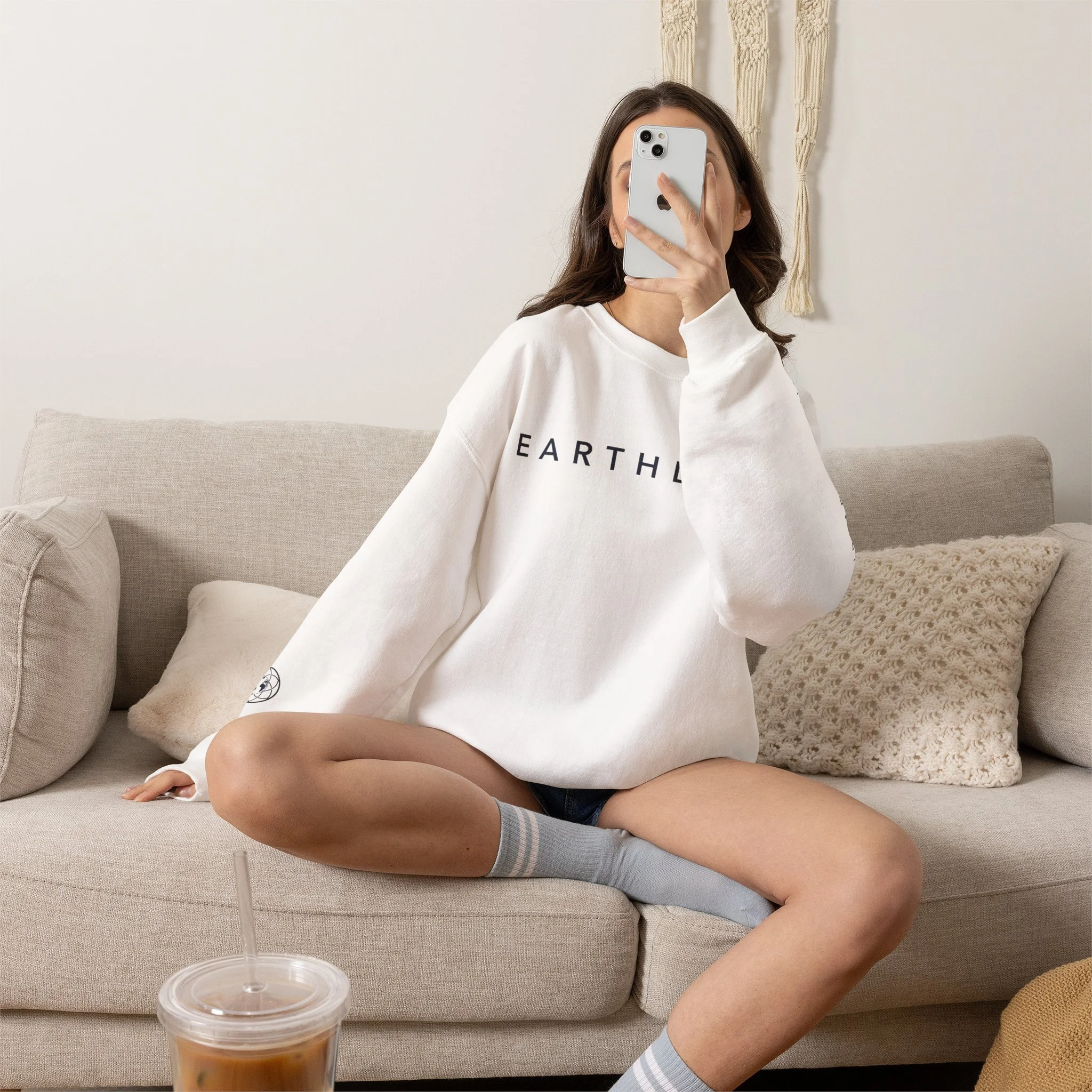 Earthling Crewneck Sweatshirt – Minimalist Eco Graphic Pullover