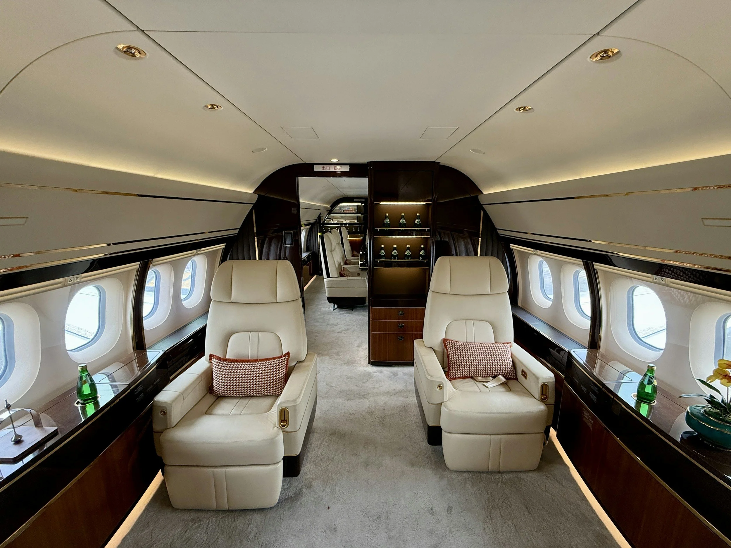 luxury private jet cabin after professional interior aircraft detailing in Midland, Texas and West Texas