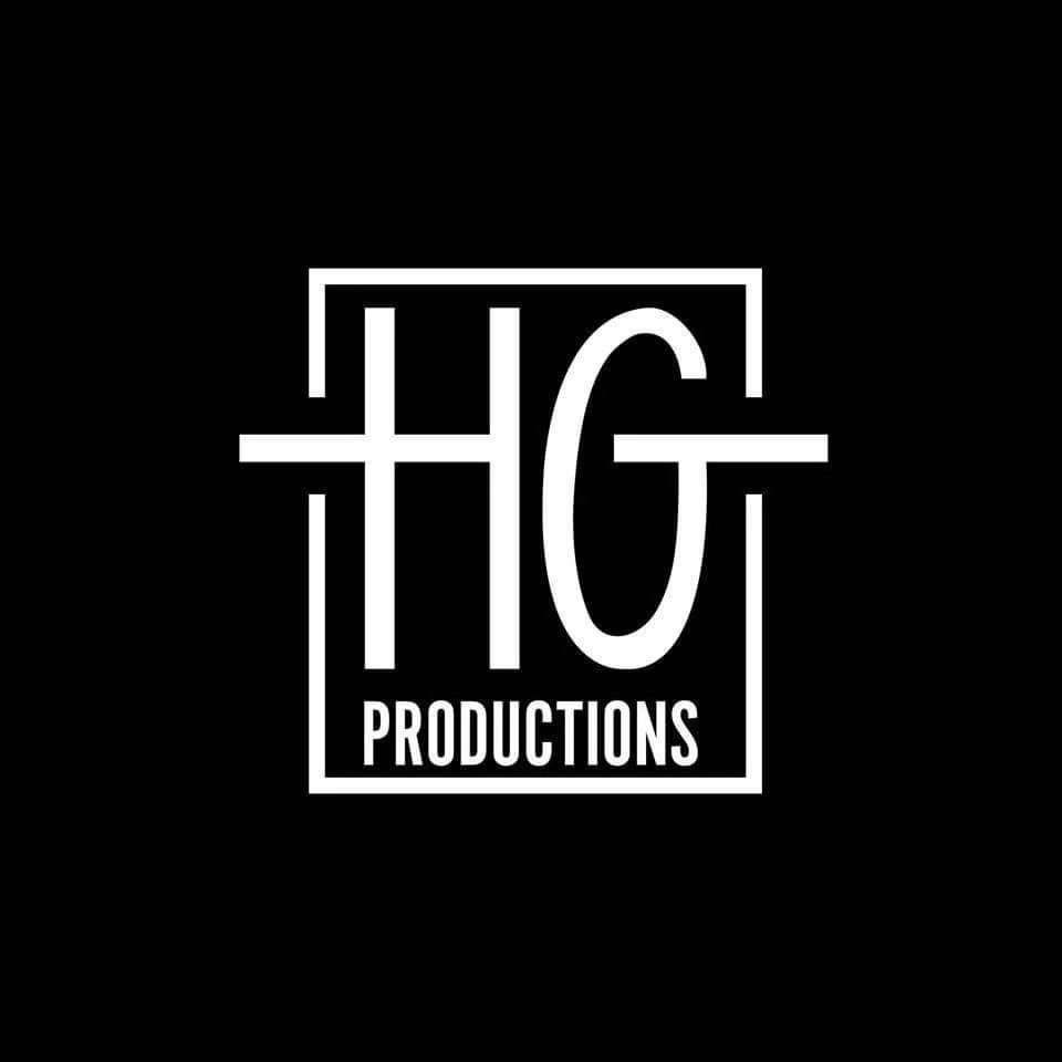 he official high contrast black and white logo for HG Productions a professional media production studio in Lubbock Texas