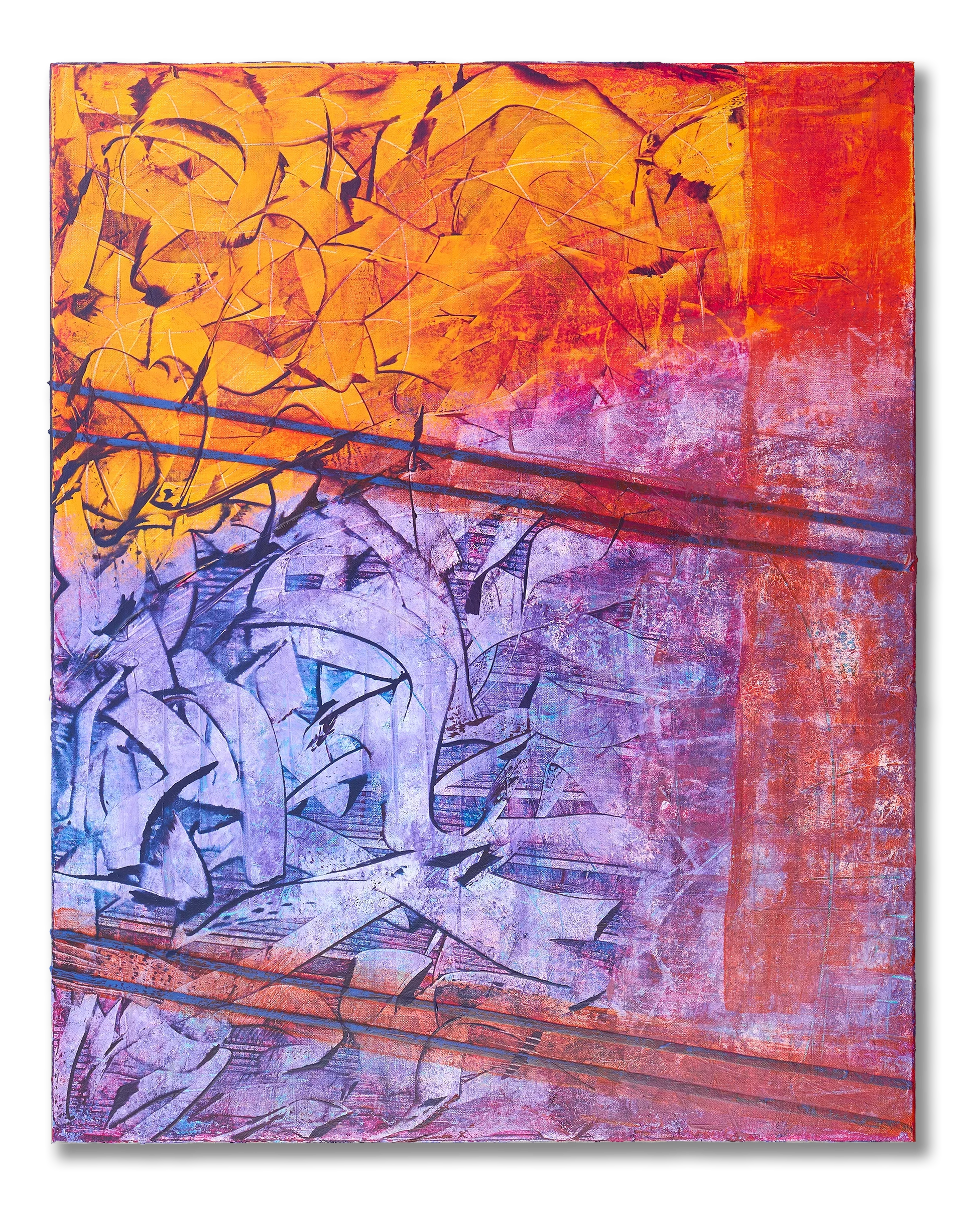 Contemporary abstract painting by Keith Hall combining expressive gesture, texture, and light.