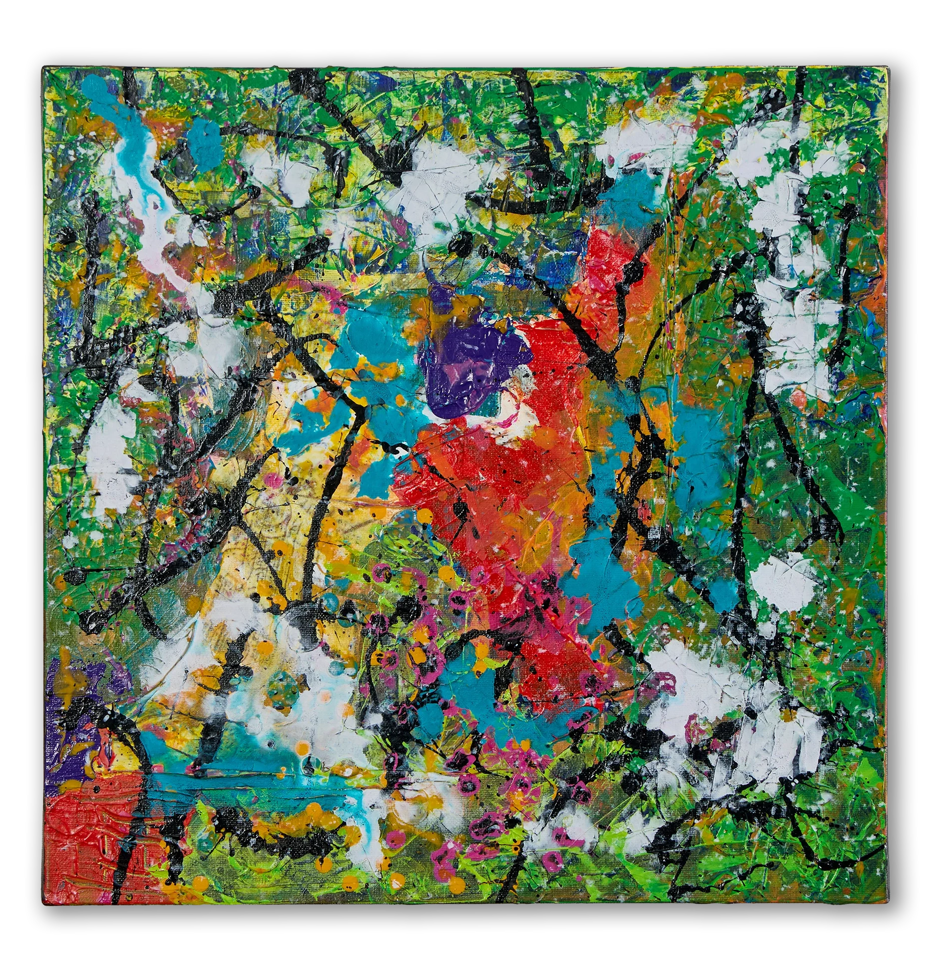 Original abstract painting by Keith Hall featuring layered textures, colour, and expressive mark-making.