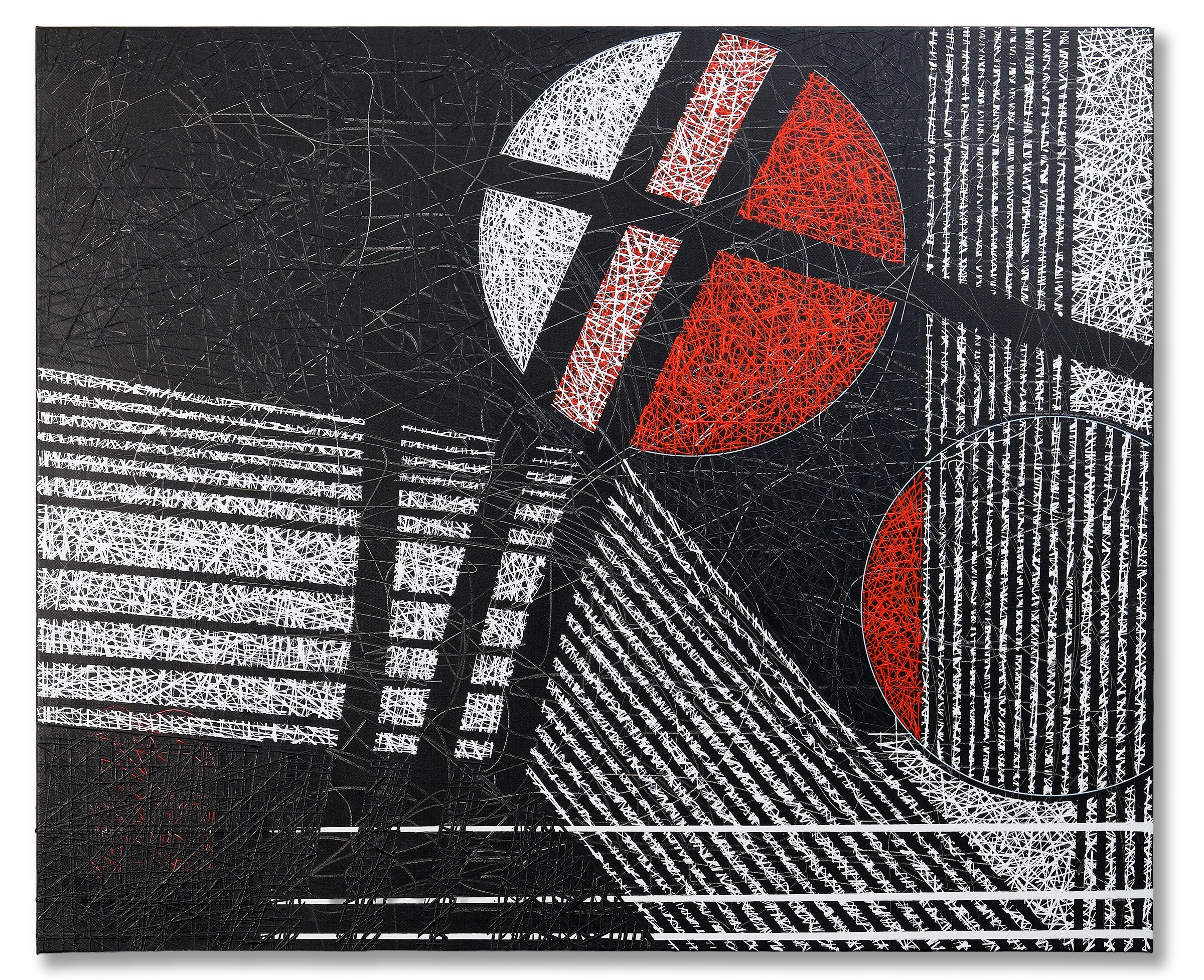 Acrylic abstract painting by Keith Hall with layered textures and expressive mark-making.