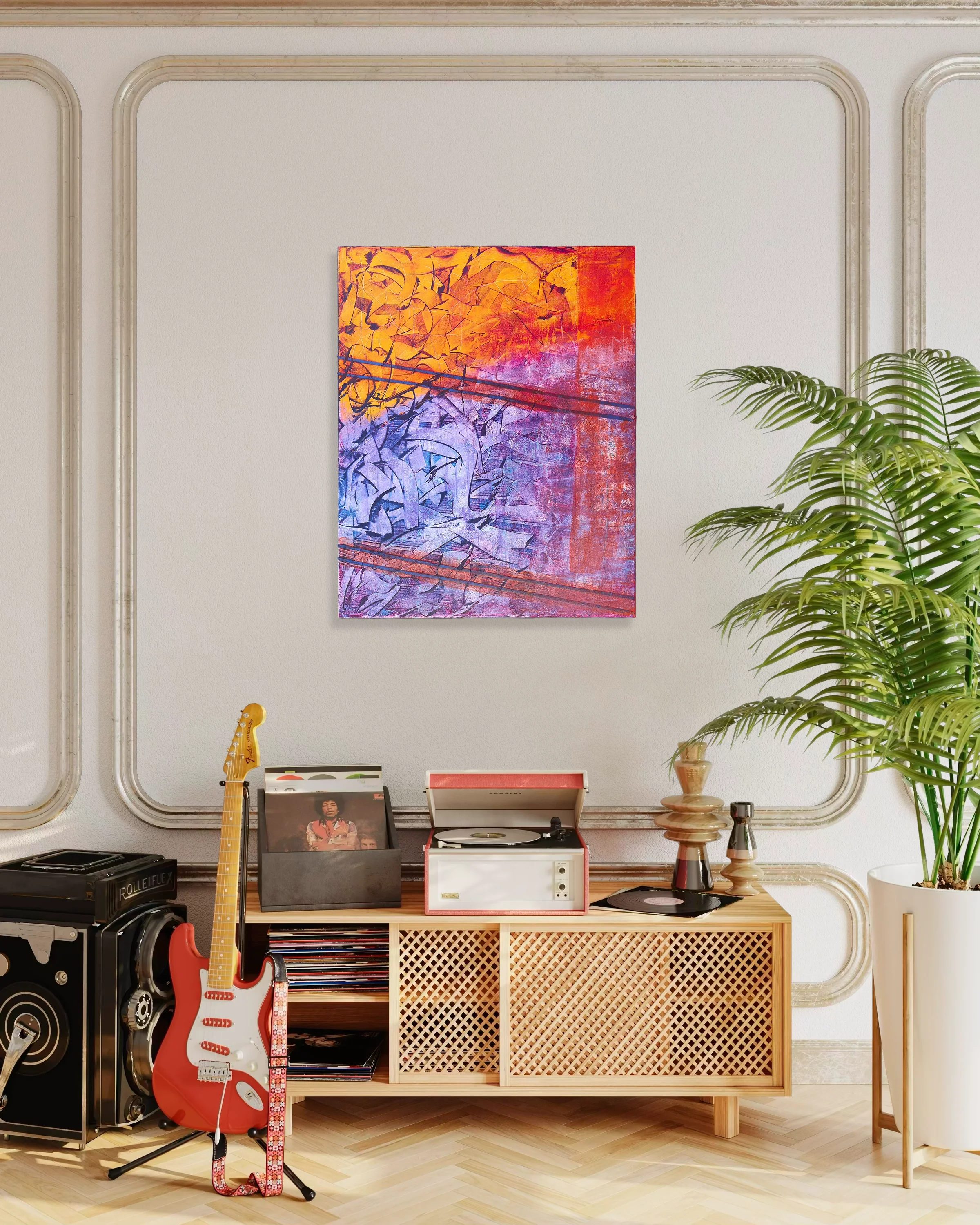 Original painting by Keith Hall exploring abstraction through gesture, rhythm, and layered surfaces.
