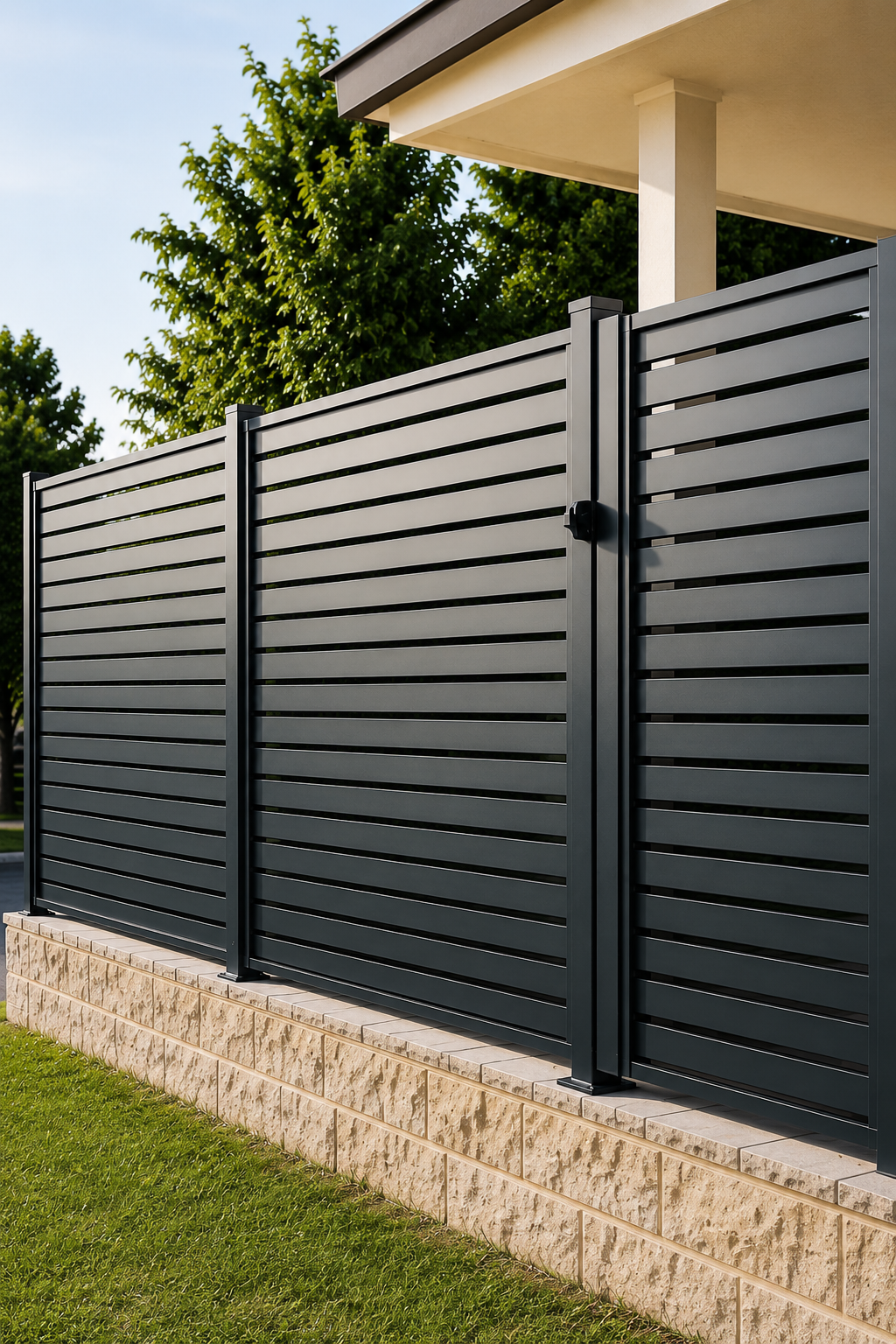 Charcoal Slat Aluminium powdercoated fence and gate