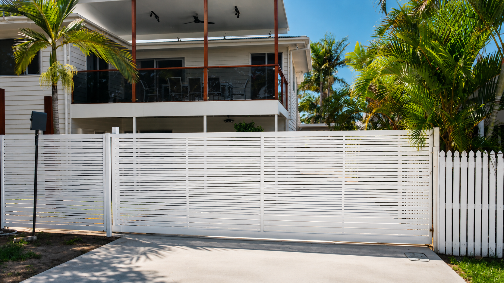 White front automated gate slats