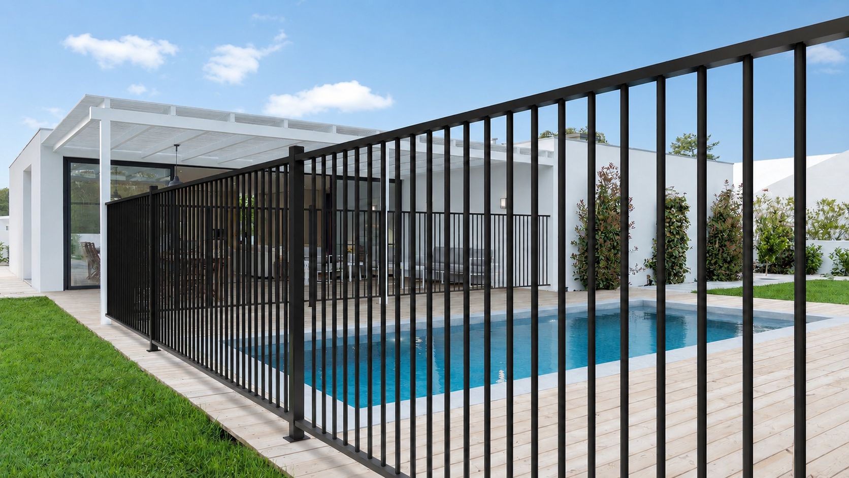 Black alluminium pool fencing - Swift powdercoating and Fencing Brisbane