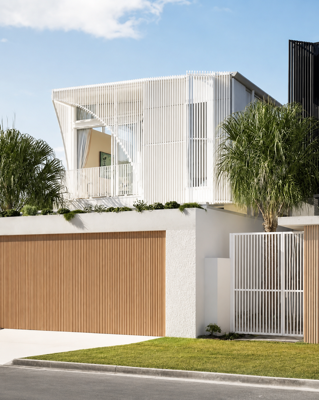 Front house facade and gate by Swift Powdercoating and Fencing Brisbane