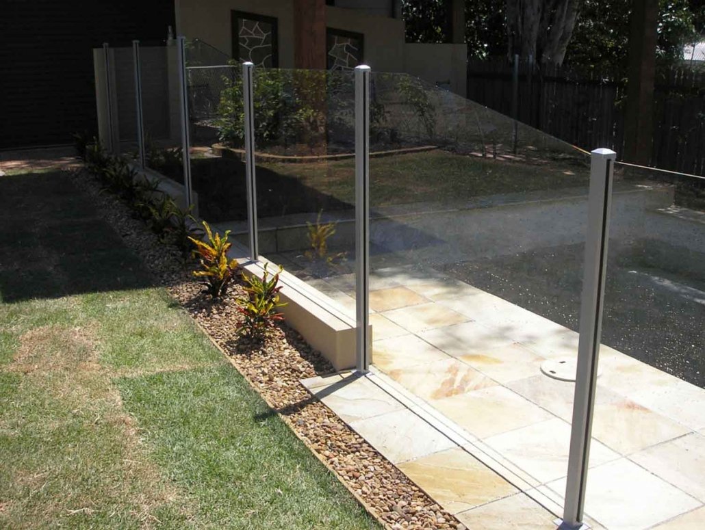 Glass fence installed at backyard