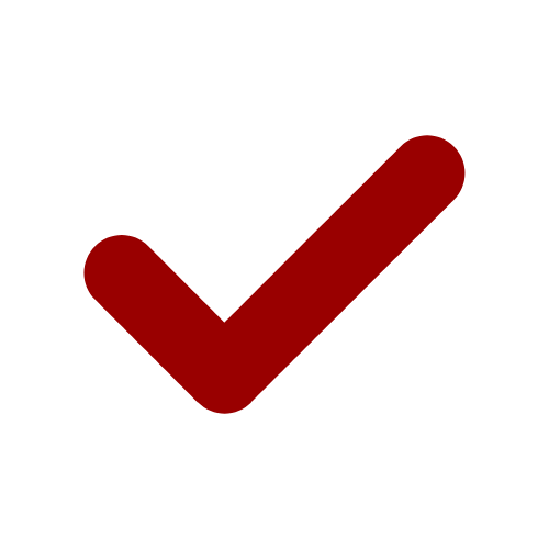 Red checkmark inside a black circle.