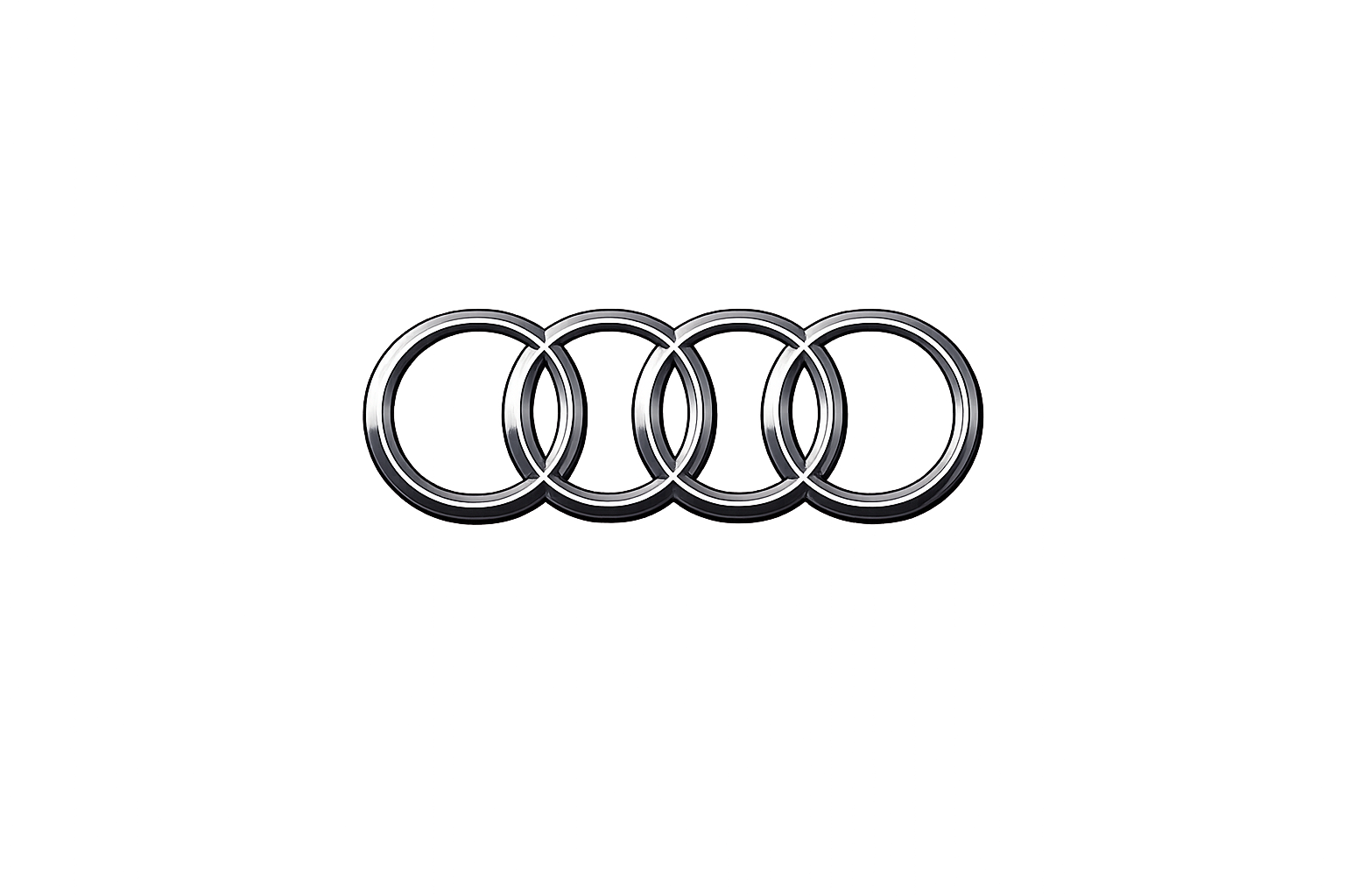 Audi logo with four interlinked silver rings on a maroon background.