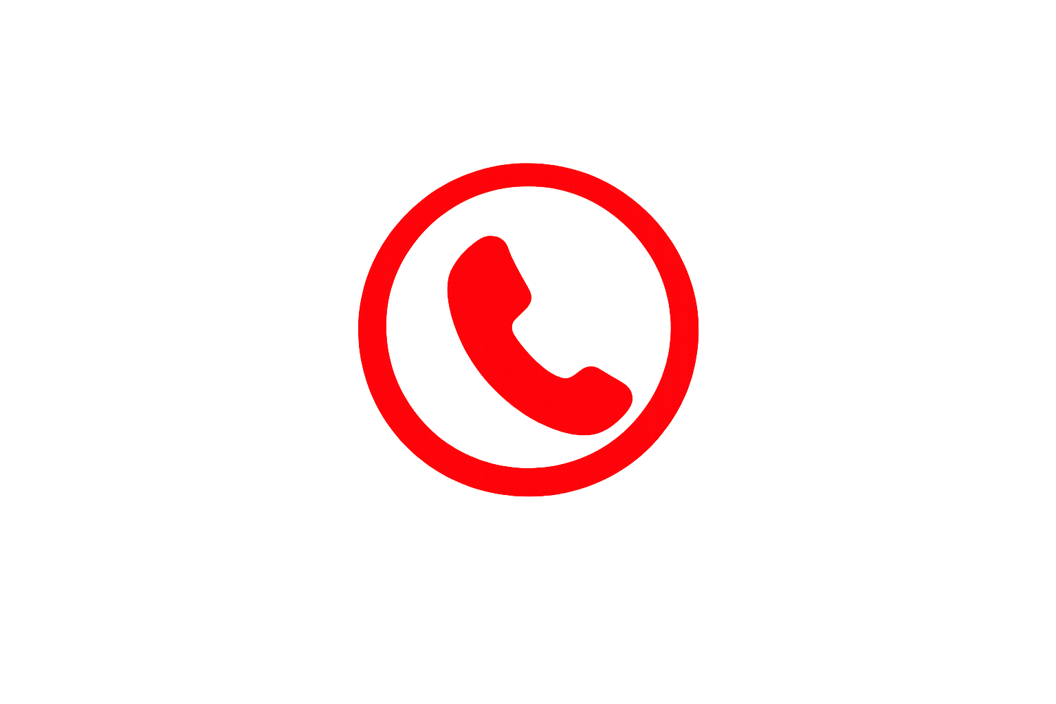 Red phone call icon inside a black circle on a black background.