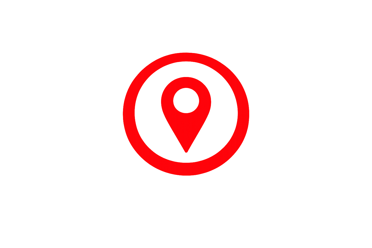 Red location pin icon on a black background.