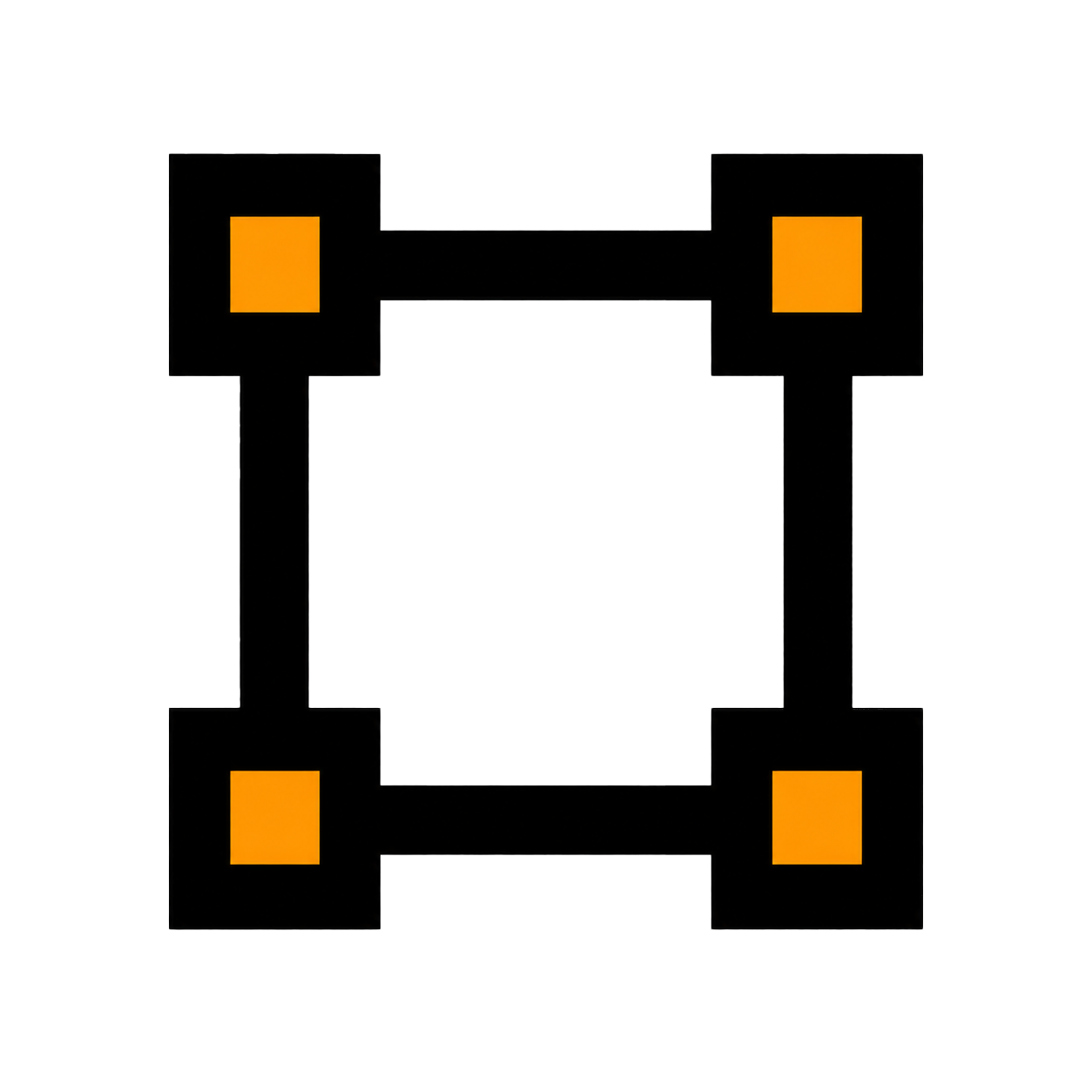 Silver Square Film Lab Logo 1. Pixel art illustration of a square with black borders and orange corners.