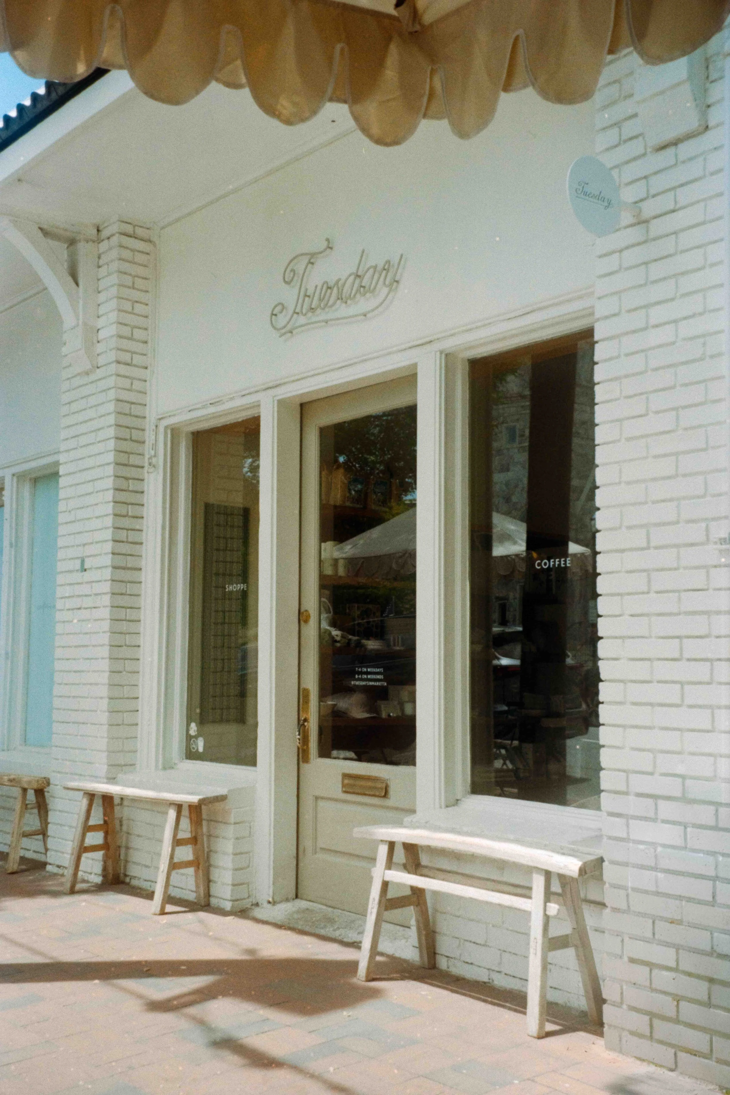 Exterior of Tuesday Coffee + Shoppe at 137 Church Street NE in Marietta, Georgia.