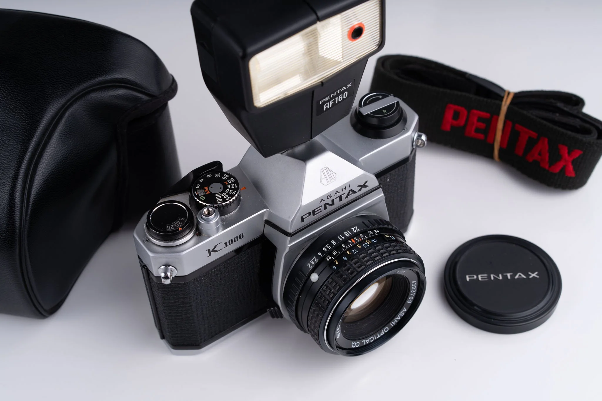 Pentax K1000 35mm film camera, view from above
