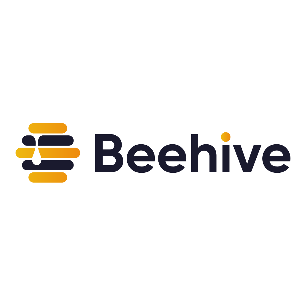 Beehive company logo with a stylized bee and the word 'Beehive' in black text.