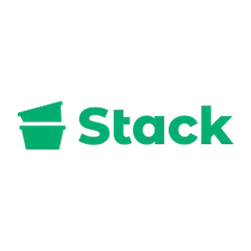 Stack logo with a stylized green container and the word 'Stack' in bold green letters.