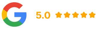 Google rating badge showing 5.0 stars based on reviews