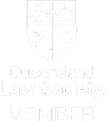 Queensland Law Society Member logo with shield and scales of justice.