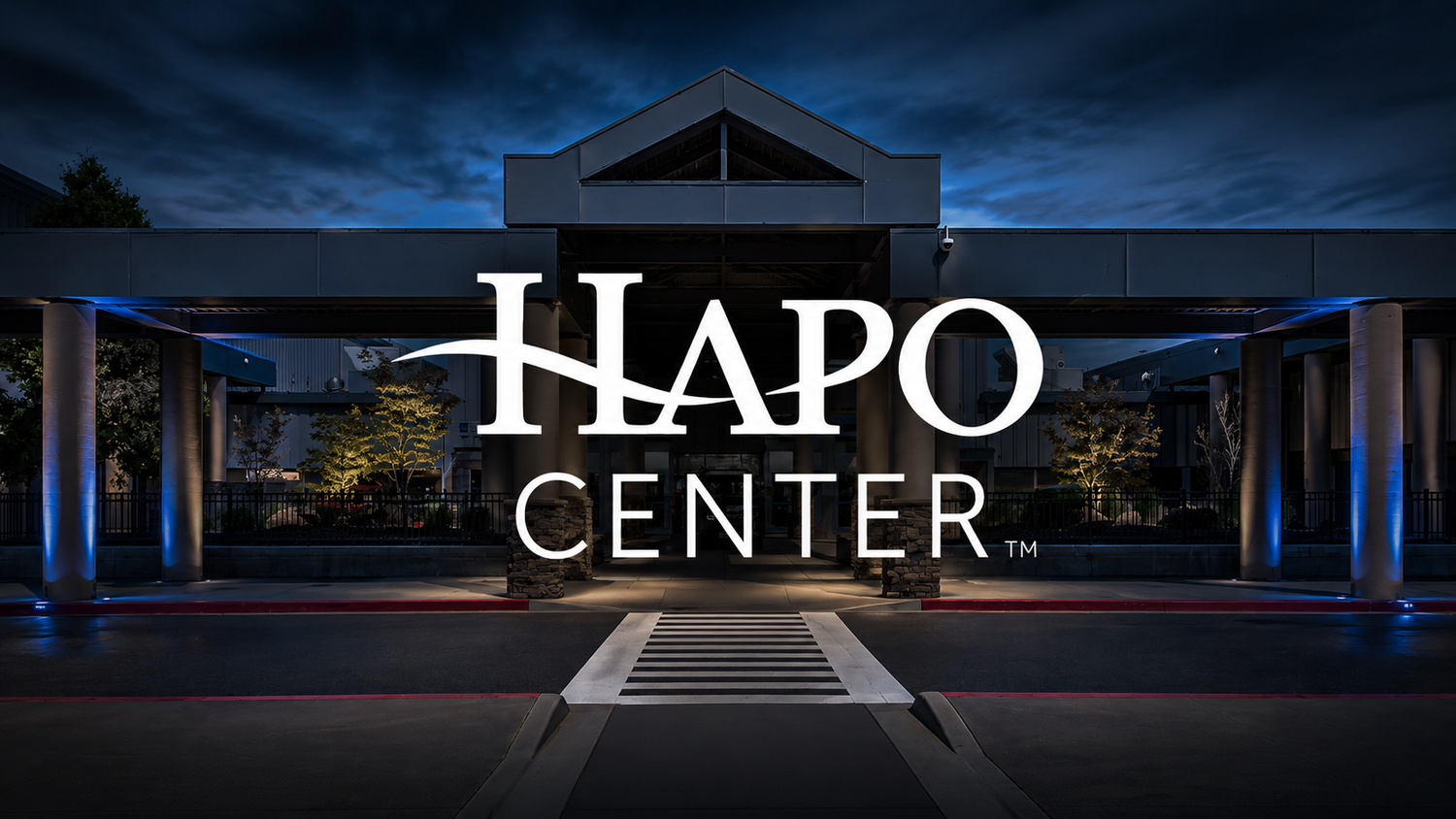 HAPO Center venue entrance at night