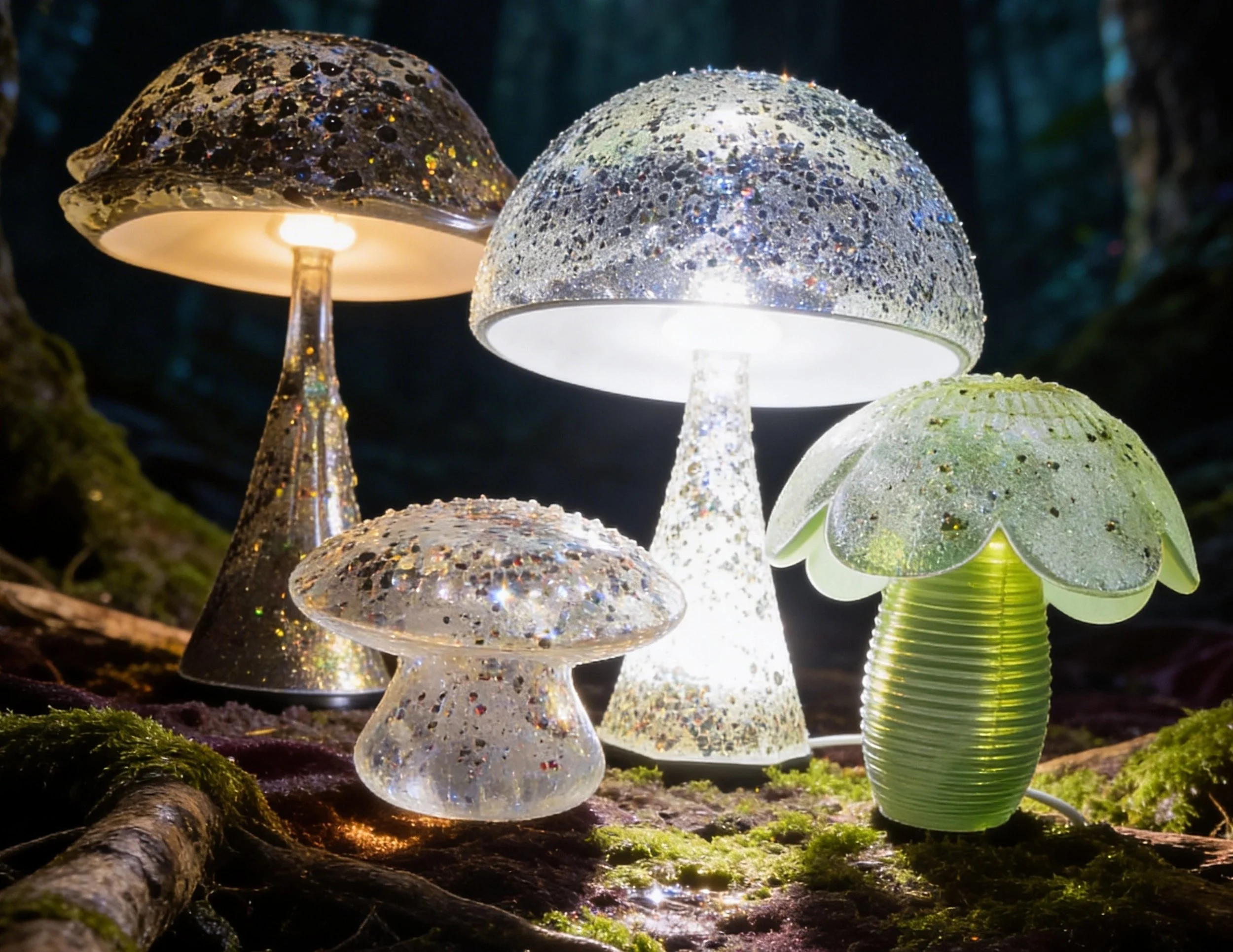 Recyle vintage glass to create glowing decorative mushroom-shaped lamps