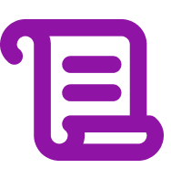 Purple document icon with lines representing text and a curled corner