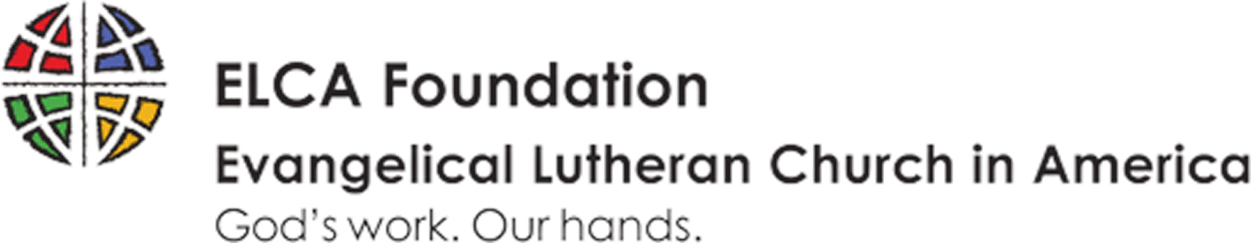 Logo of the ELCA Foundation with a stylized globe and the text "ELCA Foundation Evangelical Lutheran Church in America Gods work. Our hands."